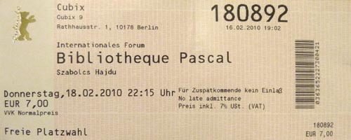 Ticket Bibliotheque Pascal
